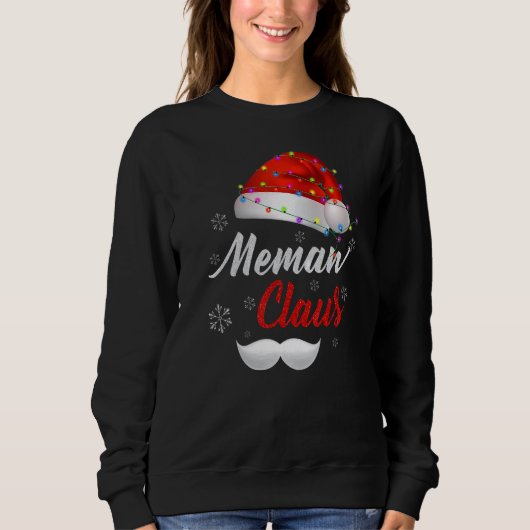 Memaw Santa Claus Hat Light Snow Family Santa Chri Trui (Voorkant)