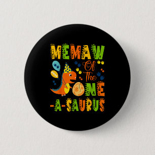 Memaw van de one-a-saurus 1e verjaardag dinosaurus ronde button 5,7 cm