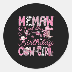 Memaw van de verjaardag Koe-meisje Rodeo Westerne  Ronde Sticker