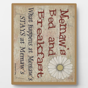 Memaw's bed en ontbijt wat er gebeurt bij Plaque Fotoplaat