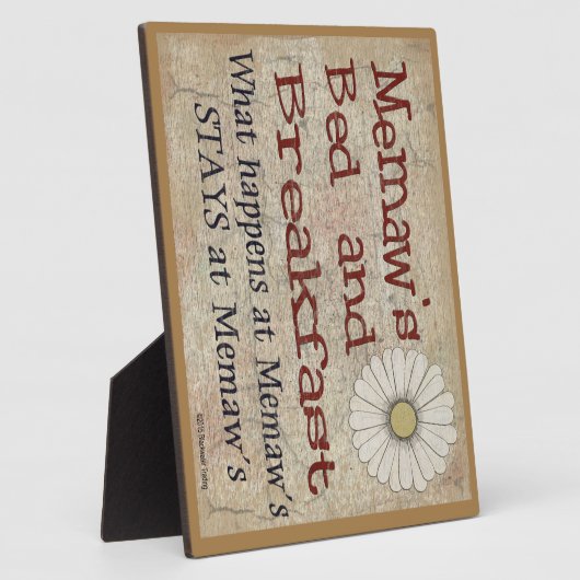 Memaw's bed en ontbijt wat er gebeurt bij Plaque Fotoplaat (Zijkant)