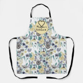 Memaw's Keuken Grijs Geel Bloemen Waterverf Schort (Voorkant)