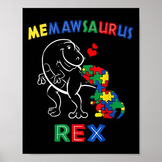 Memawsaurus Autism Awareness Memaw Dinosaur Dino G Poster (Voorkant)