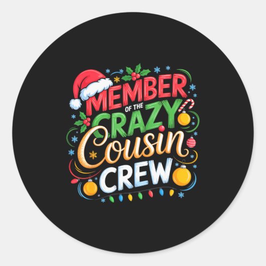 Member Of The Crazy Cousin Crew Christmas Squad Bi Ronde Sticker (Voorkant)