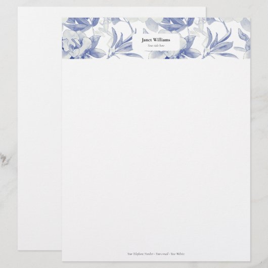 Membrete Magnolias azules Briefhoofd (Voorkant / Achterkant)