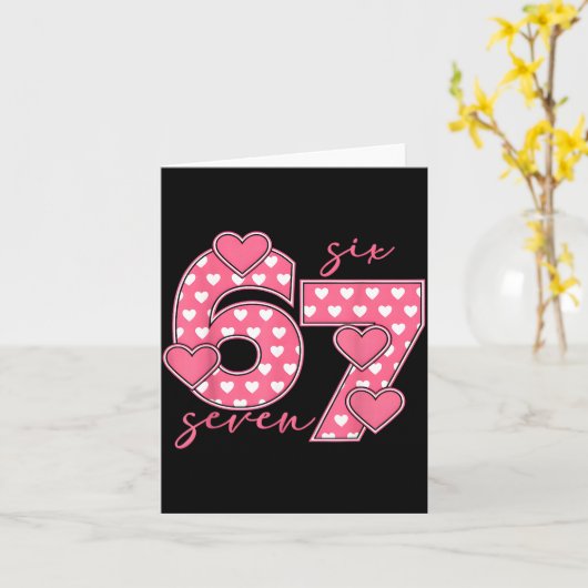 Meme 67 6 7 Six Seven Funny Valentines Day  Kaart (Gele Bloem)