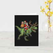 Meme 67 Christmas Santa Riding Dinosaur T Rex Boys Kaart (Gele Bloem)