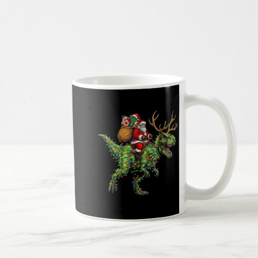 Meme 67 Christmas Santa Riding Dinosaur T Rex Boys Koffiemok (Rechts)