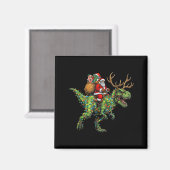 Meme 67 Christmas Santa Riding Dinosaur T Rex Boys Magneet (Voorkant / Achterkant)