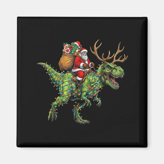 Meme 67 Christmas Santa Riding Dinosaur T Rex Boys Magneet (Voorkant)
