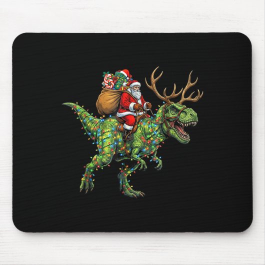 Meme 67 Christmas Santa Riding Dinosaur T Rex Boys Muismat (Voorkant)