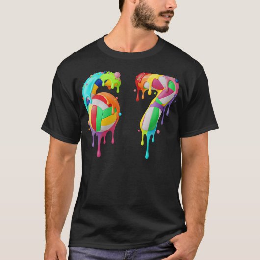 Meme 67 Nummer Zes 6 Zeven 7 IJsdruppels T-shirt (Voorkant)