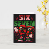 Meme 6 7 Six Seven Italian Brainrot Christmas Red  Kaart (Gele Bloem)