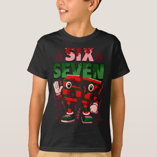 Meme 6 7 Six Seven Italian Brainrot Christmas Red  T-shirt (Voorkant)