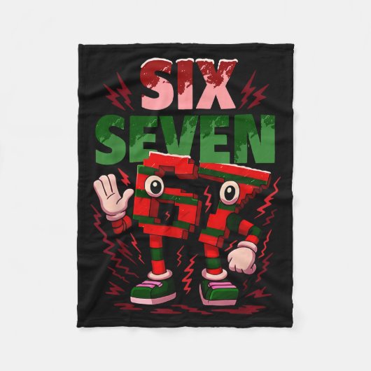 Meme 6 7 Zes Zeven Italiaanse Brainrot Kerst Rood Fleece Deken (Voorkant)