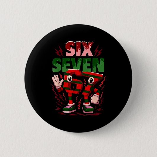 Meme 6 7 Zes Zeven Italiaanse Brainrot Kerst Rood  Ronde Button 5,7 Cm (Voorkant)