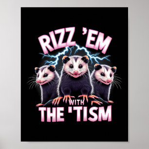 Meme Autistic Opossum Rizz EM met het TISM Autisme Poster