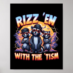 Meme Autistic Racoon Rizz Em met het TISM Autisme Poster