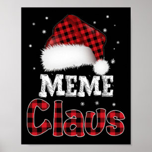 Meme Claus Kerst Rood Plaid Pyjama Familie Match Poster