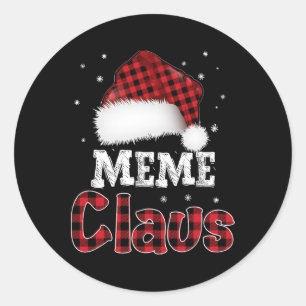Meme Claus Kerst Rood Plaid Pyjama Familie Match Ronde Sticker
