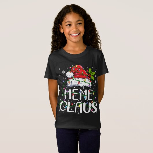 Meme Claus Kerstmis Kerstman Hoed Matching Familie T-shirt (Voorkant volledig)