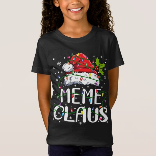 Meme Claus Kerstmis Kerstman Hoed Matching Familie T-shirt (Voorkant)