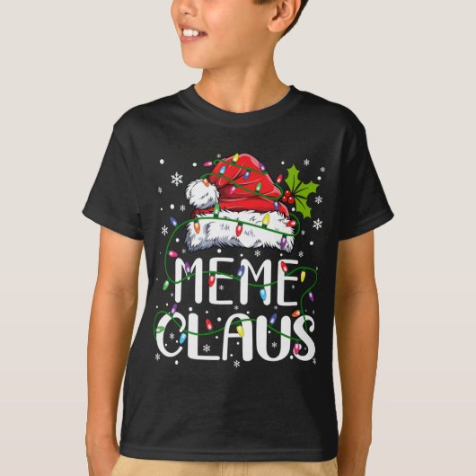 Meme Claus Kerstmis Kerstman Hoed Matching Familie T-shirt (Voorkant)