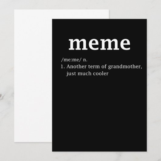 Meme Definition Funny Grandma Moederdag Vrouwen Save The Date (Voorkant / Achterkant)