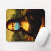 Meme Funny. Masker voor gezicht. Mona Lisa in quar Muismat (Met muis)
