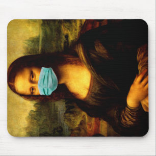 Meme Funny. Masker voor gezicht. Mona Lisa in quar Muismat