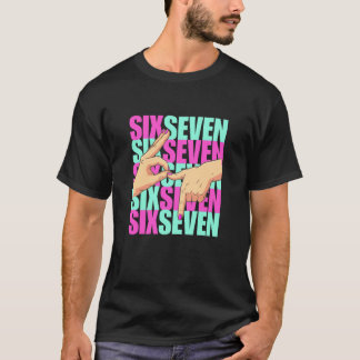 Meme Grappig Zes Zeven Roze Blauw Gen Alpha Jargon T-shirt