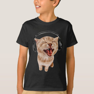 Meme Kat Met Koptelefoon Met Kinderen T-shirt