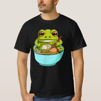 Meme Kawaii Kikker Eten In Ramen Bowl Japans Kit T-shirt