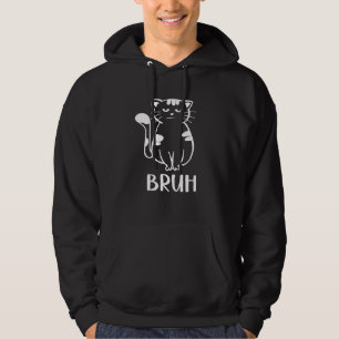 Meme met Bruh met kat Groeten tieners jongens mann Hoodie