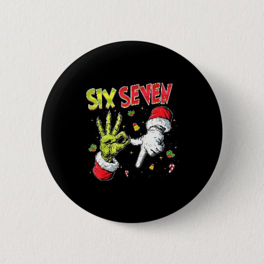 Meme Number 67 Bro Slang Six Seven Christmas Hand  Ronde Button 5,7 Cm (Voorkant)
