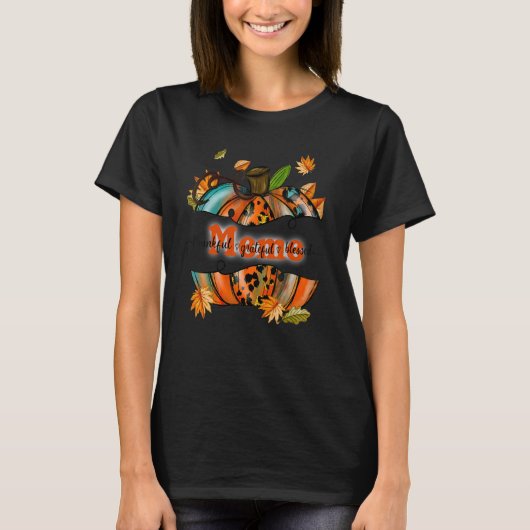 Meme Pumpkin Leopard Meme Thankful Grateful Blesse T-shirt (Voorkant)