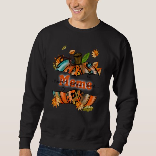 Meme Pumpkin Leopard Meme Thankful Grateful Blesse Trui (Voorkant)