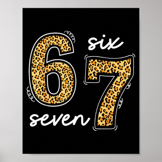 Meme Saying 6 7 Men Women Kids Leopard Teacher  Poster (Voorkant)