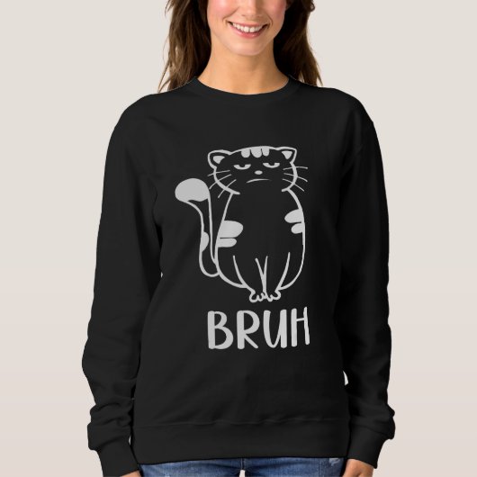 Meme saying Bruh with Cat Greetings Teens Boys Men Trui (Voorkant)