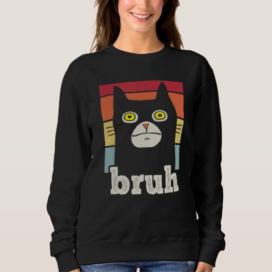Meme saying Bruh with Cat Greetings Teens Boys Men Trui (Voorkant)