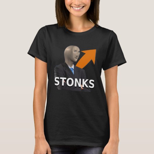 Meme Stonks Man Plus Arrow T-shirt (Voorkant)