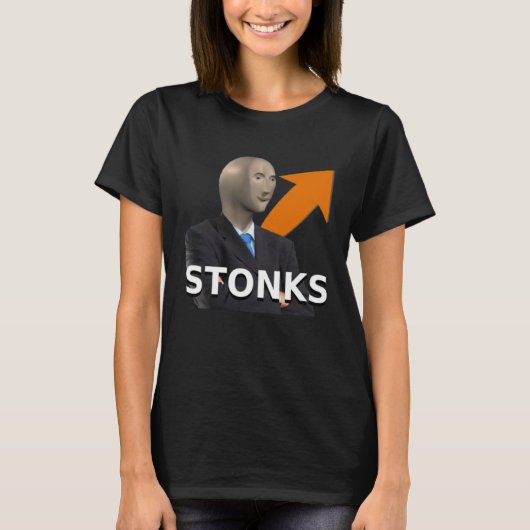 Meme Stonks Man Plus Pijl T-shirt (Voorkant)