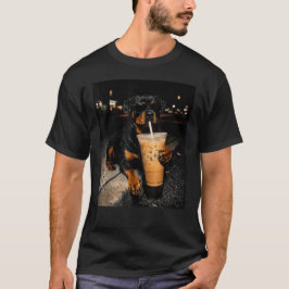 Meme van koele Rottweiler die ijskoude koffie drin T-shirt