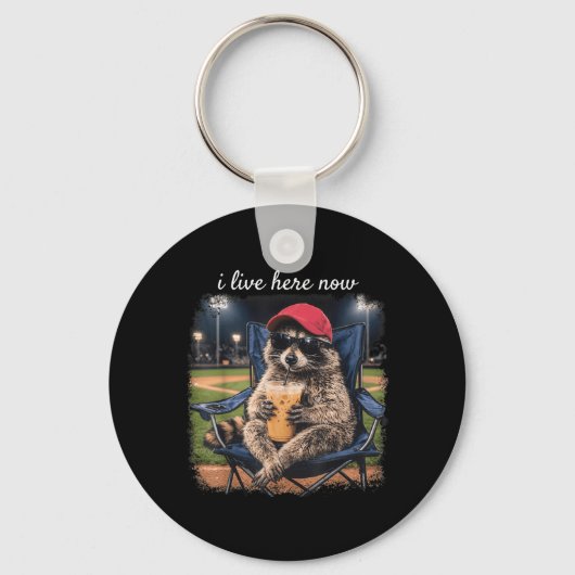 Meme Wasbeer Woont Hier Honkbalveld Baseballveld Sleutelhanger (Voorkant)