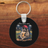 Meme Wasbeer Woont Hier Honkbalveld Baseballveld Sleutelhanger (Voorkant)