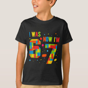 Meme Zes Zeven Jongens Bouwen Verjaardag Ik Was 6 T-shirt