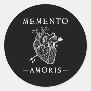 Memento Amoris. Bloedend Hart & Pijl Gotisch Ronde Sticker