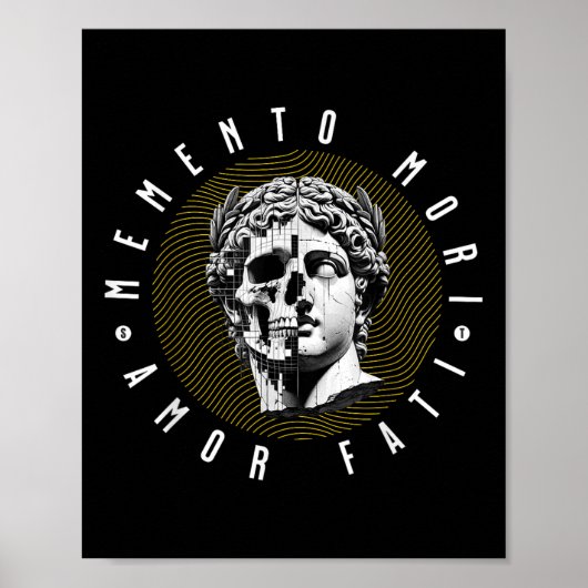 Memento Mori Amor Fati Skull Stoicism Quote Poster (Voorkant)