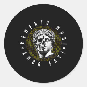 Memento Mori Amor Fati Skull Stoicism Quote Ronde Sticker