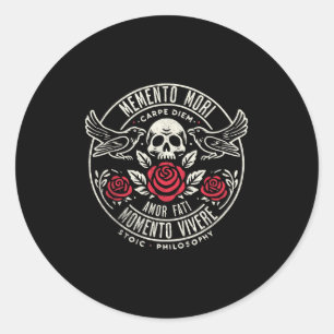 Memento Mori, Amor Fati, Stoïcijnse citaatfilosofi Ronde Sticker